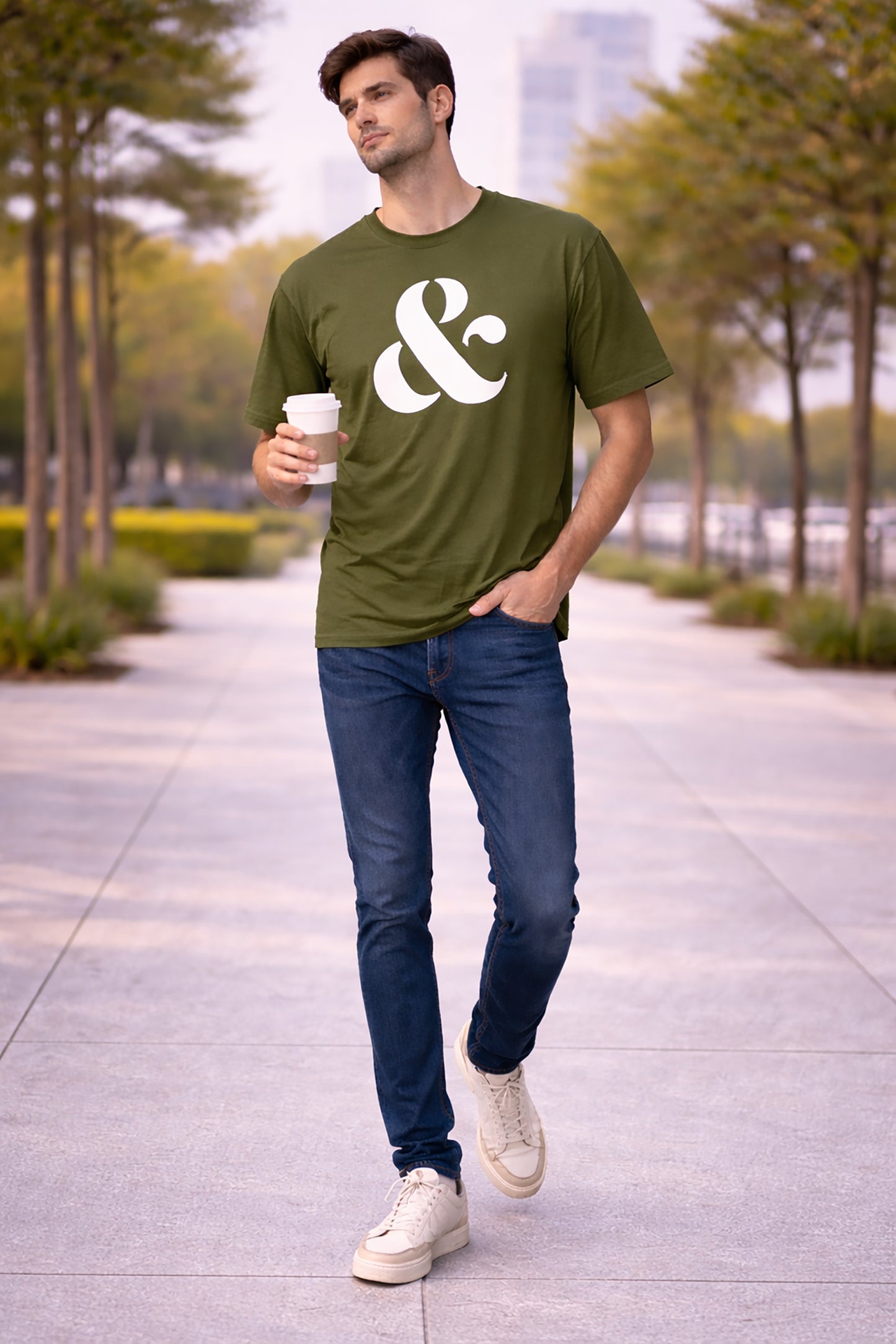 Olive Men’s Graphic Print T-Shirt – Regular Fit Casual Wear