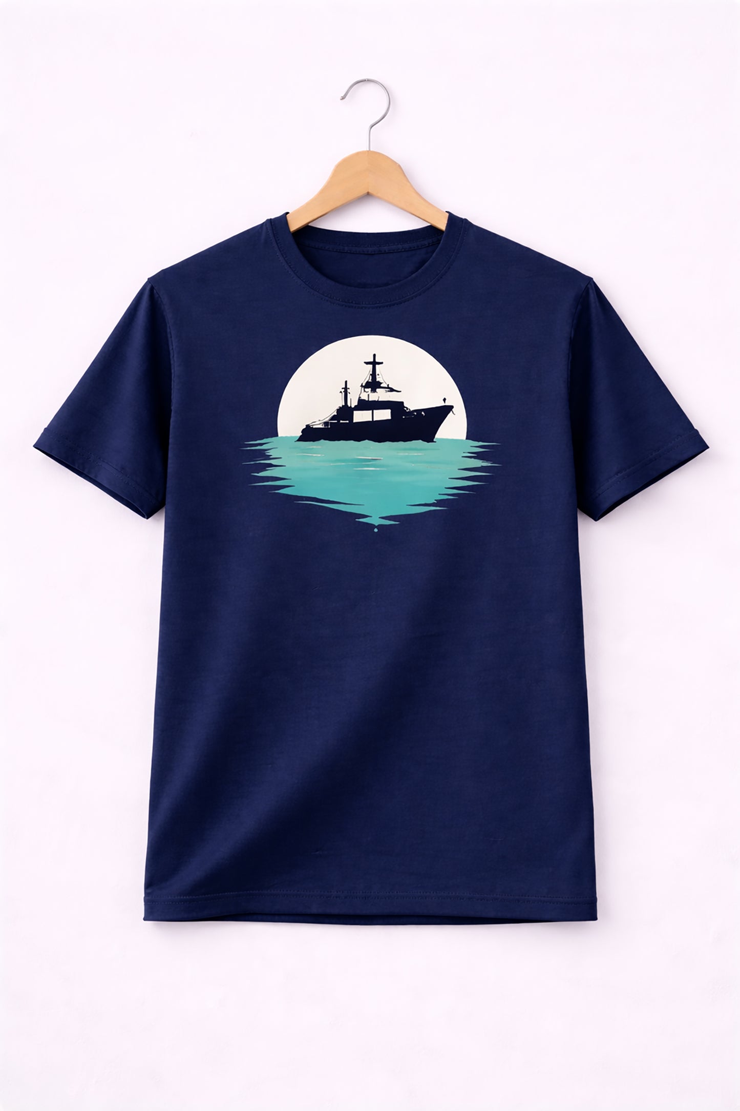 Navy Blue Men’s Graphic Print T-Shirt – Regular Fit Casual Wear