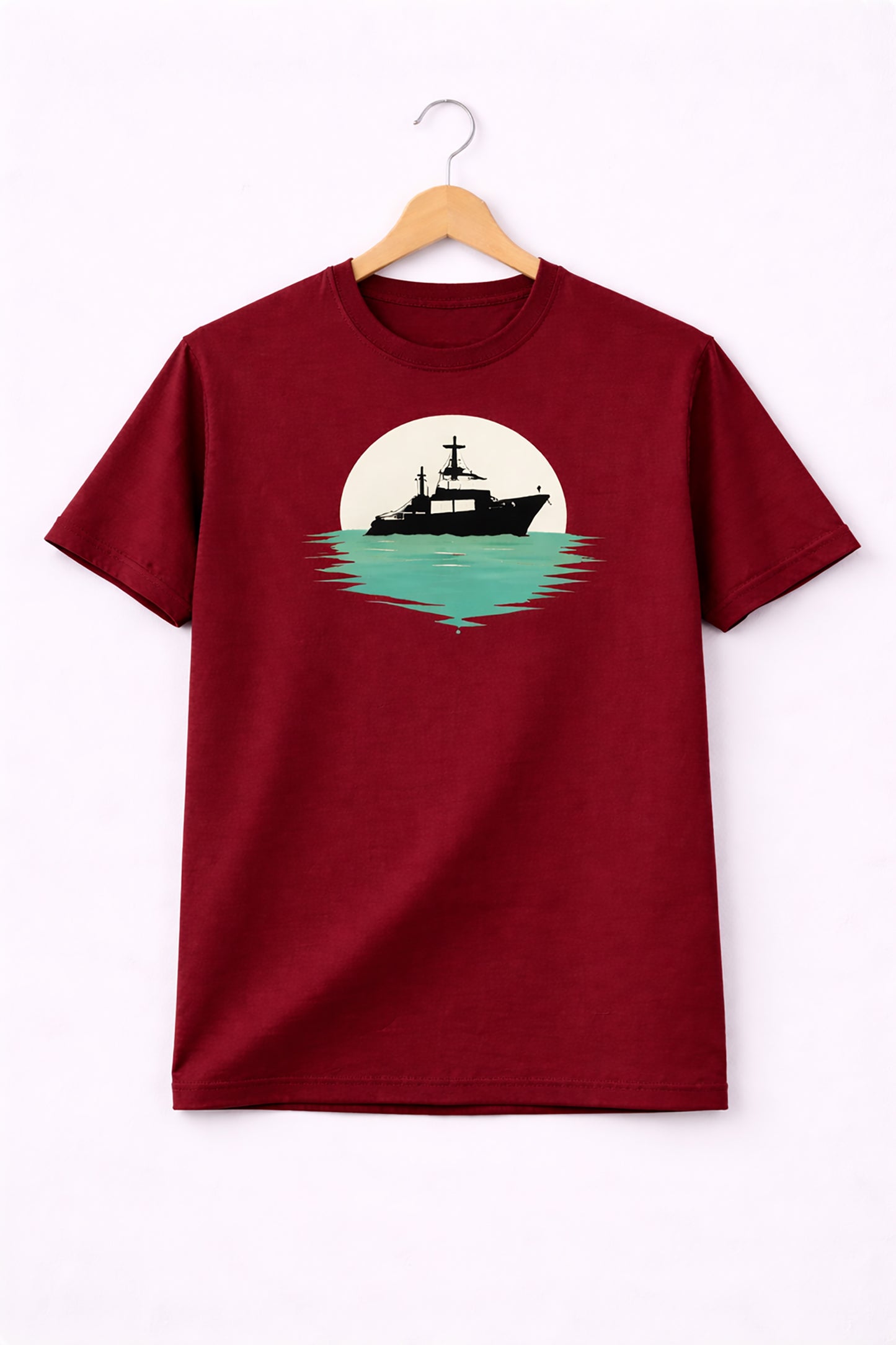 Maroon Men’s Graphic Print T-Shirt – Regular Fit Casual Wear