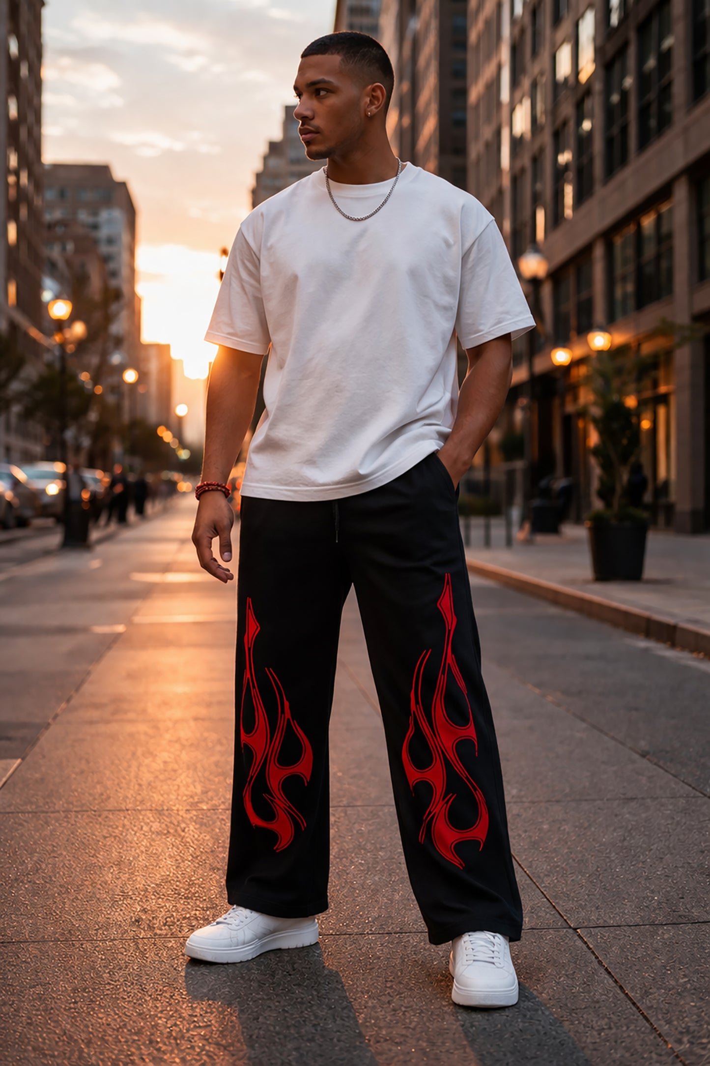 Black Men’s Graphic Printed Joggers – Regular Fit Streetwear Casual Wear