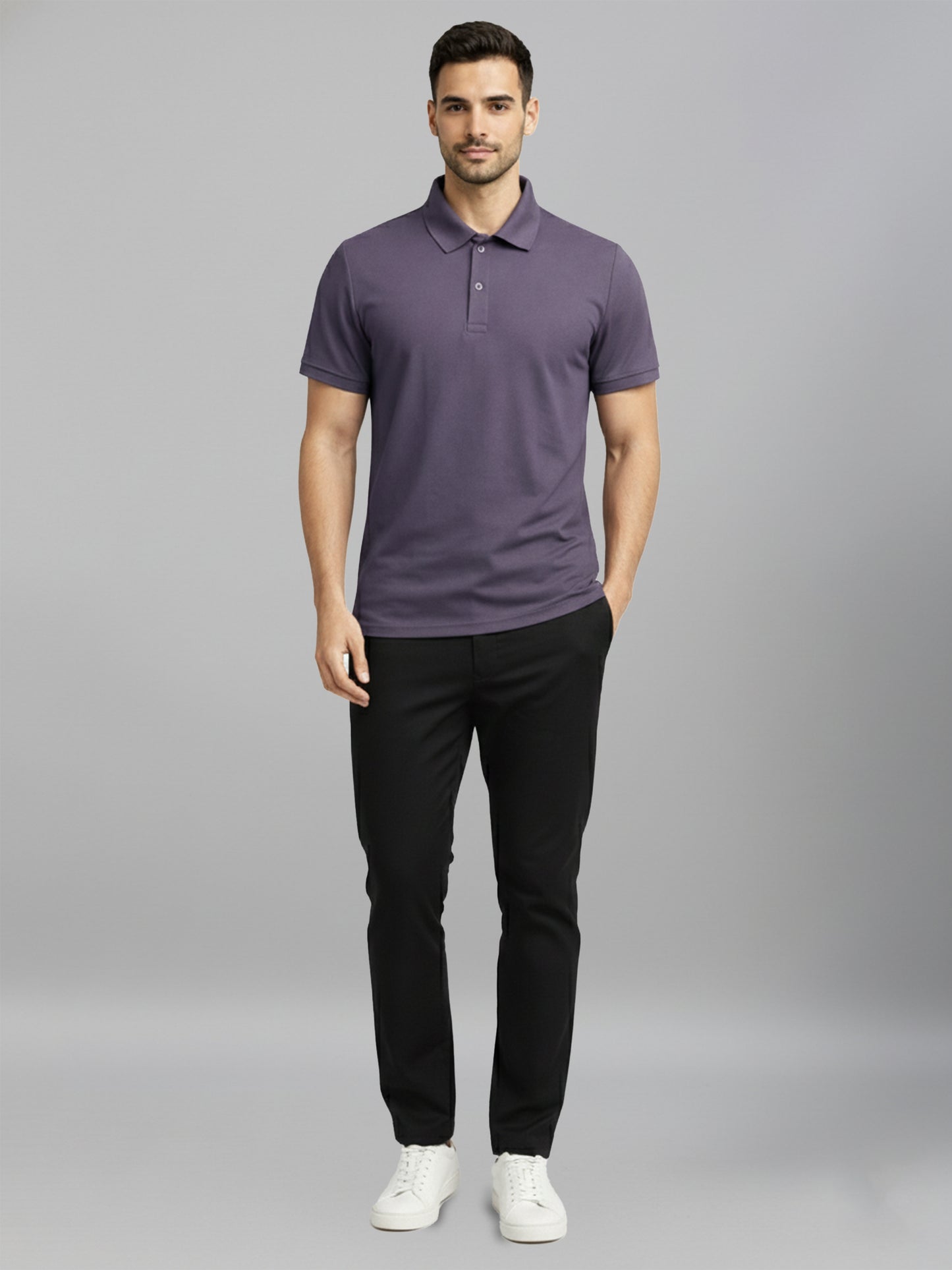 Purple Men’s Cotton Solid Polo T-Shirt – Regular Fit Casual Wear