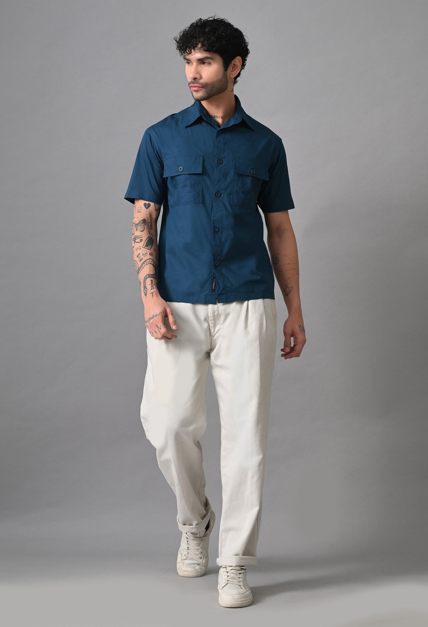 Teal Blue Men's Solid Cotton Poplin Regular Fit Casual & Semi Formal Shirts