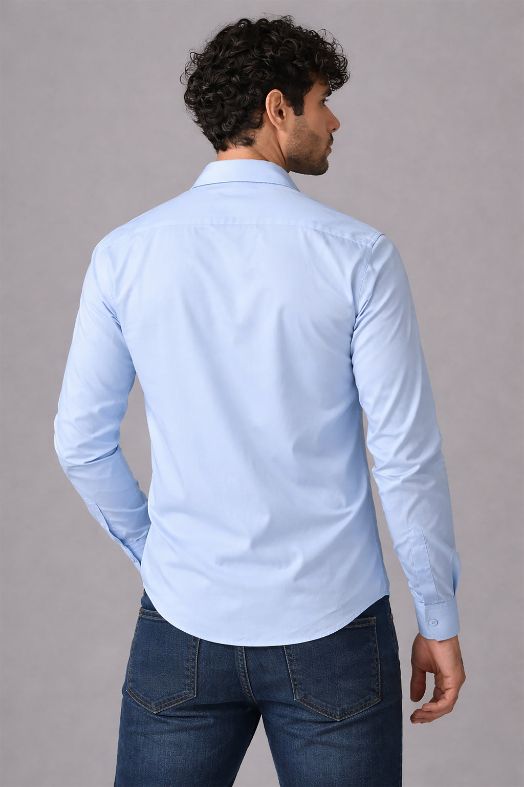 Blue Men's Graphic Printed Cotton Poplin Regular Fit Full Sleeve Formal Shirts