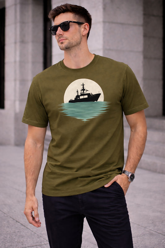 Olive Men’s Graphic Print T-Shirt – Regular Fit Casual Wear