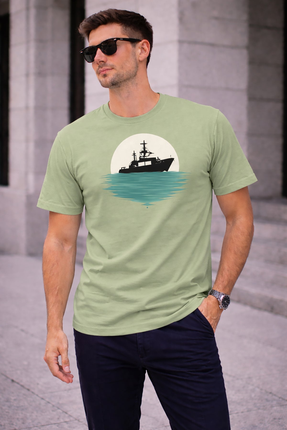 Pista Green Men’s Graphic Print T-Shirt – Regular Fit Casual Wear Main image