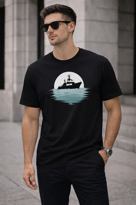Black Men’s Graphic Print T-Shirt – Regular Fit Casual Wear