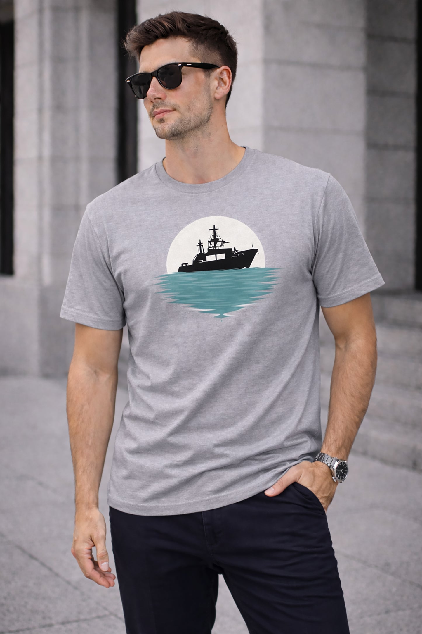 Grey Men’s Graphic Print T-Shirt – Regular Fit Casual Wear