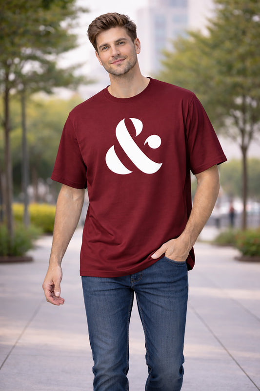 Maroon Men’s Graphic Print T-Shirt – Regular Fit Casual Wear