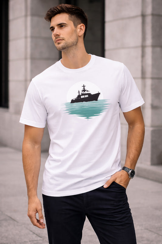 White Men’s Graphic Print T-Shirt – Regular Fit Casual Wear