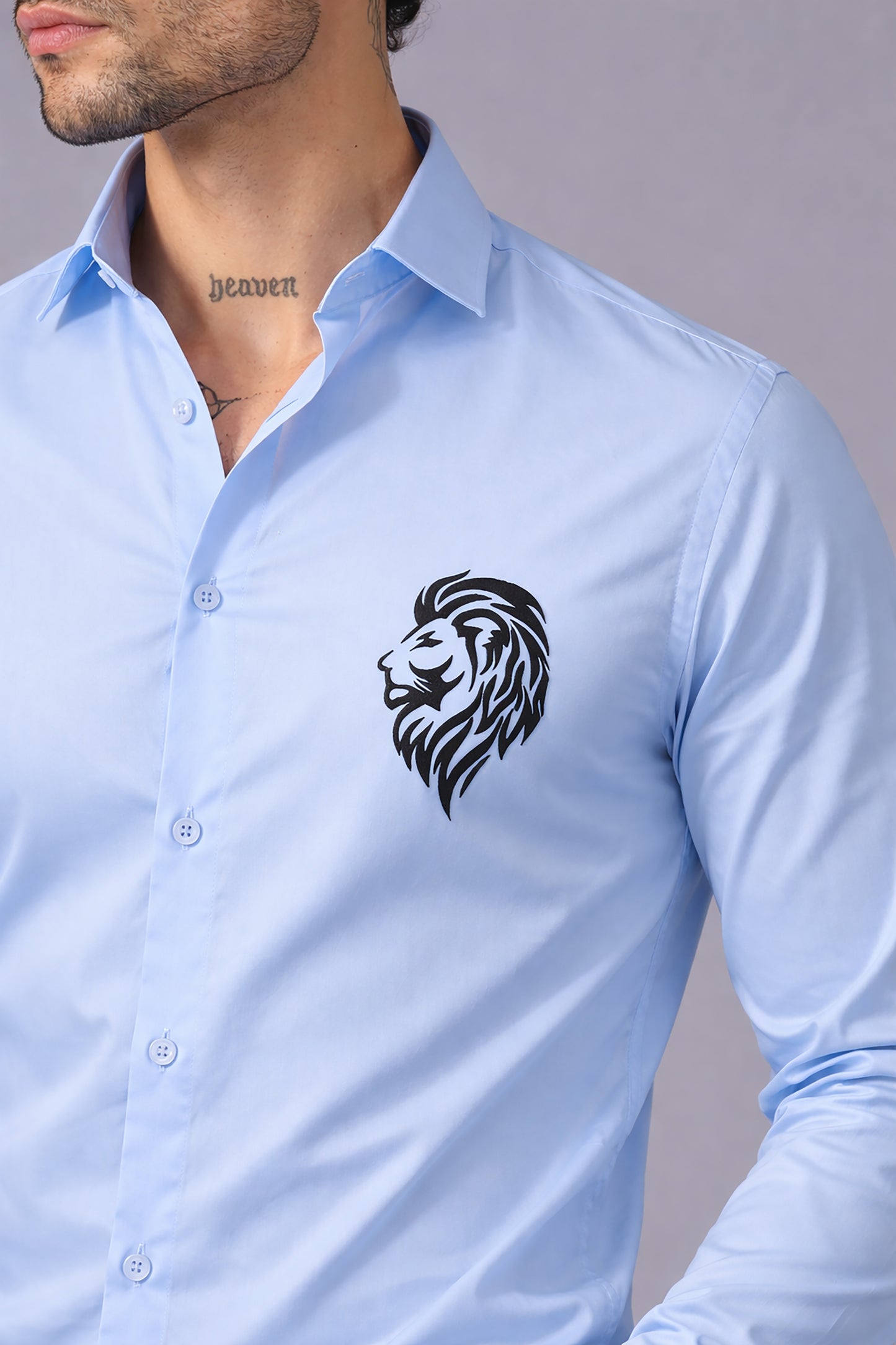 Blue Men's Graphic Printed Cotton Poplin Regular Fit Full Sleeve Formal Shirts