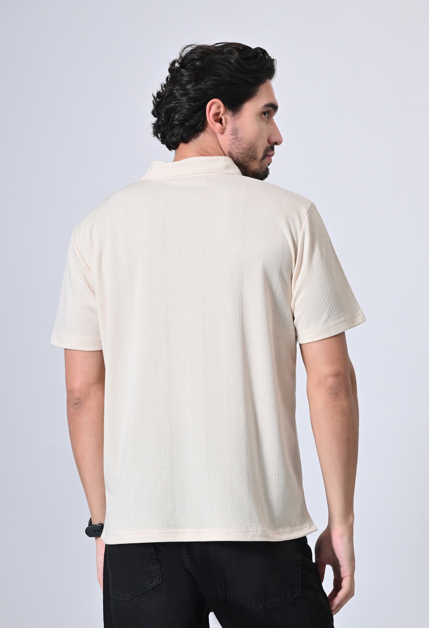 Beige Men’s Cotton Solid Polo T-Shirt – Regular Fit Minimal Casual Wear