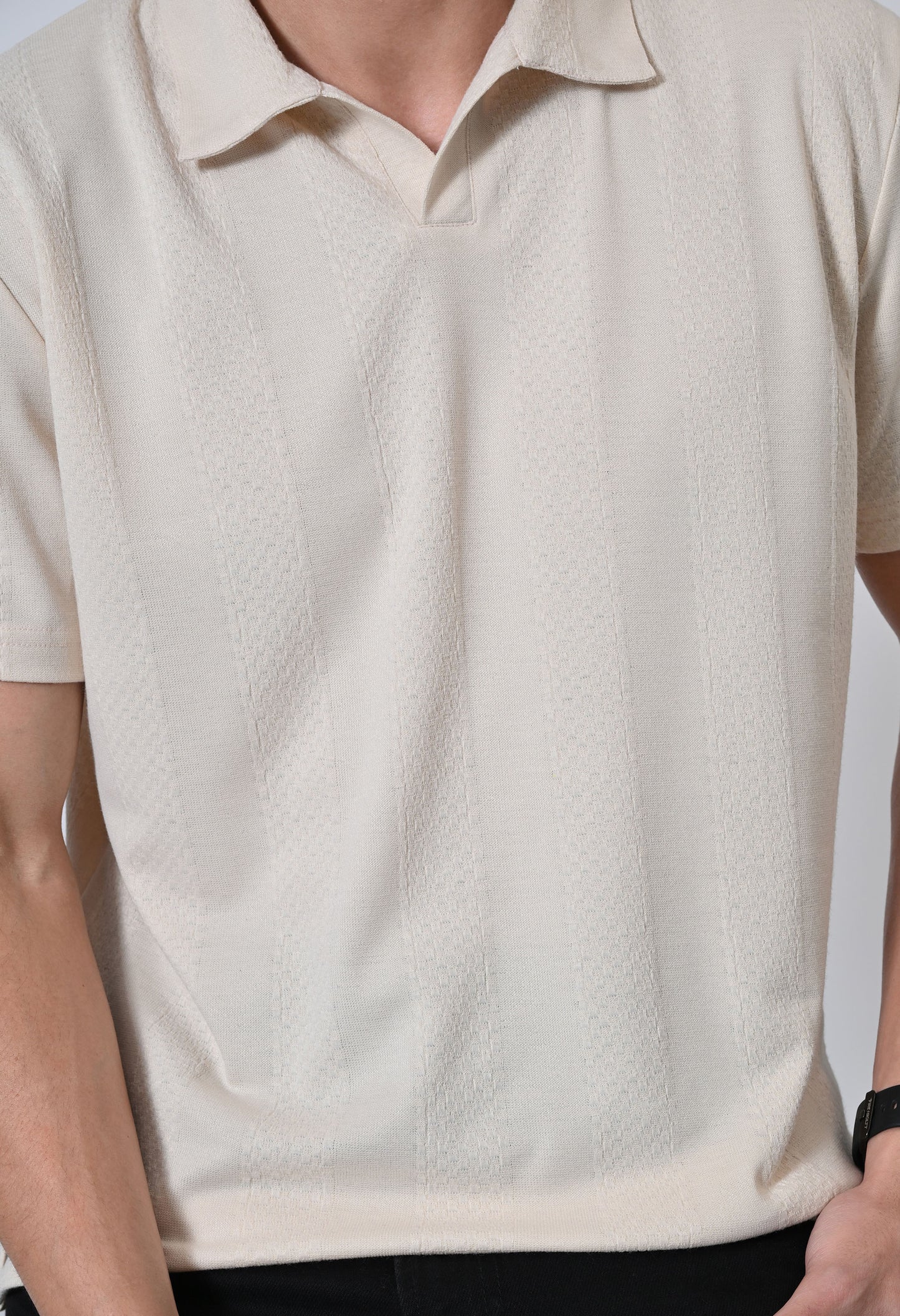 Beige Men’s Cotton Solid Polo T-Shirt – Regular Fit Minimal Casual Wear