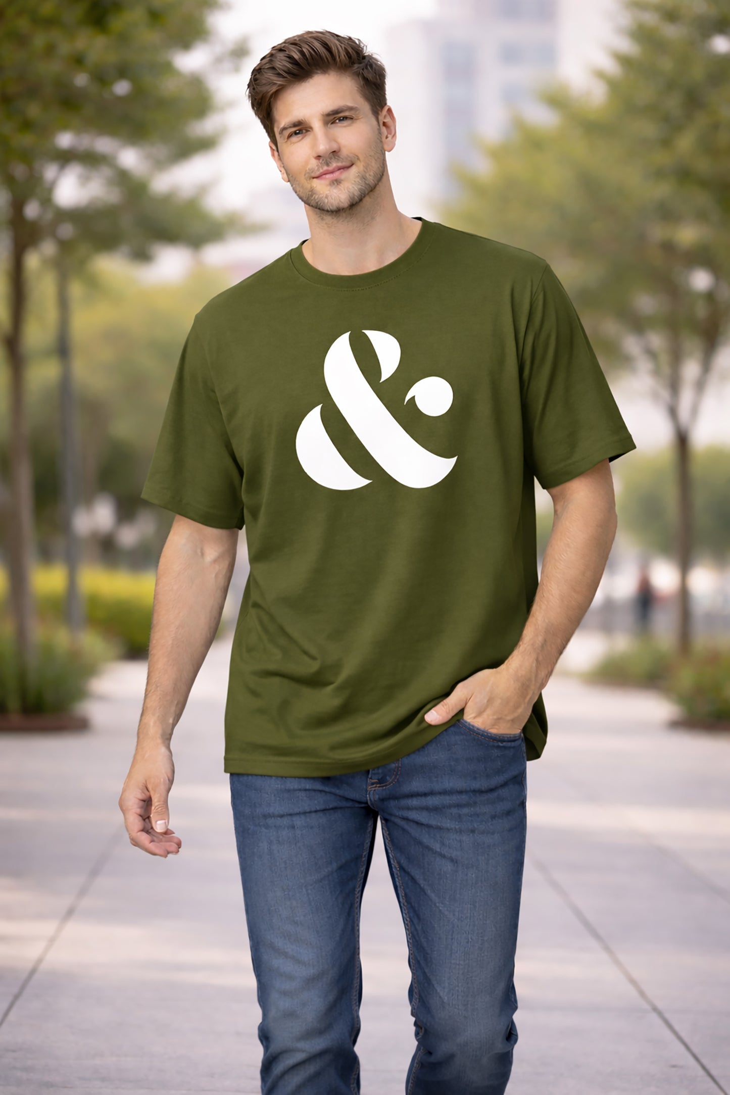 Olive Men’s Graphic Print T-Shirt – Regular Fit Casual Wear