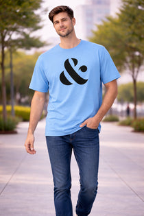 Sky Blue Men’s Graphic Print T-Shirt – Regular Fit Casual Wear