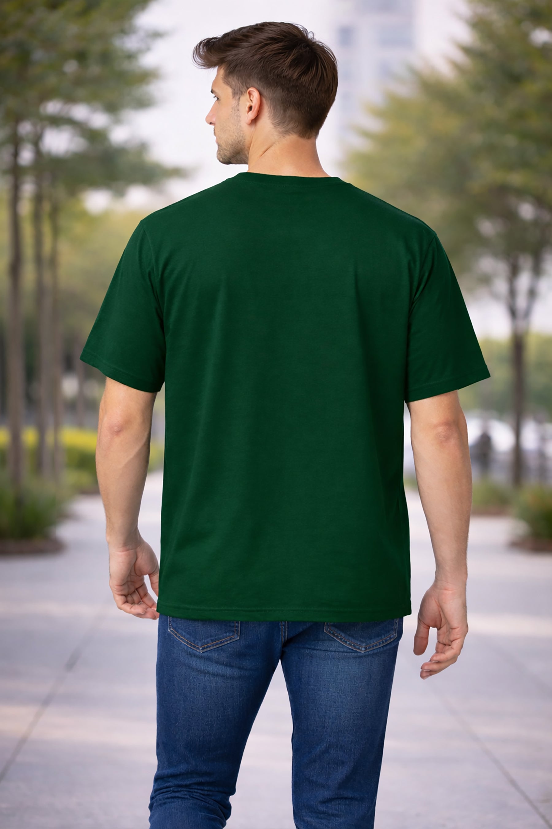 Bottle Green Men’s Graphic Print T-Shirt – Regular Fit Casual Wear Secondary image