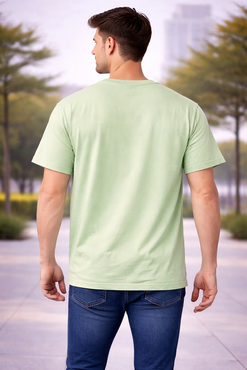 Men's Cotton Graphic Printed Regular Fit Round Neck T-Shirt