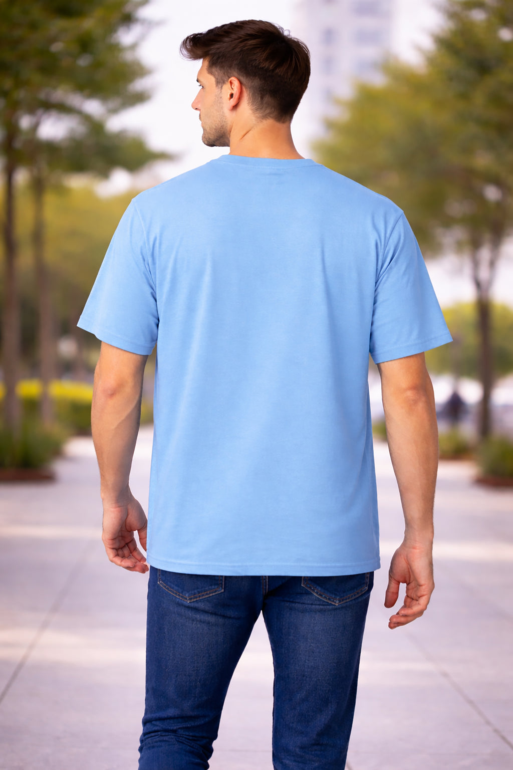 Sky Blue Men’s Graphic Print T-Shirt – Regular Fit Casual Wear