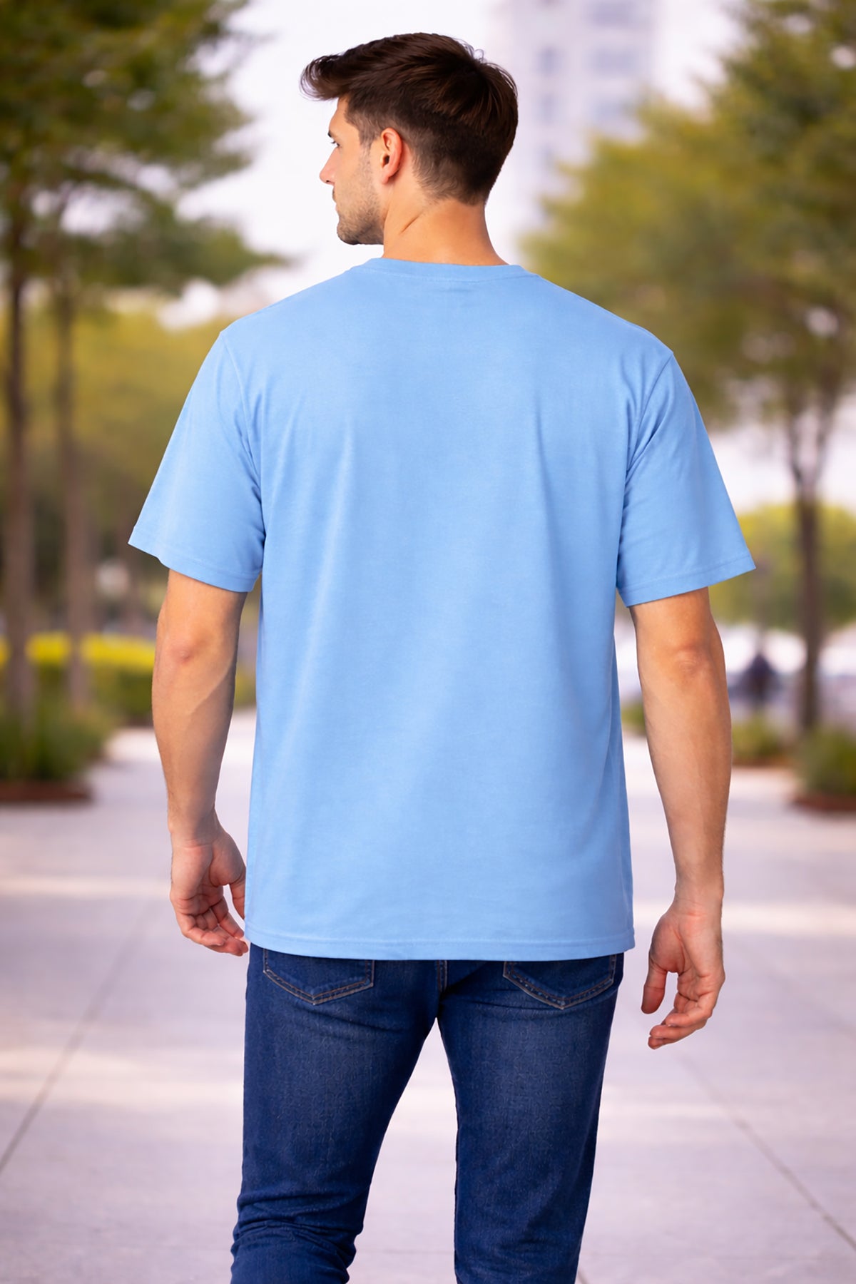 Sky Blue Men’s Graphic Print T-Shirt – Regular Fit Casual Wear
