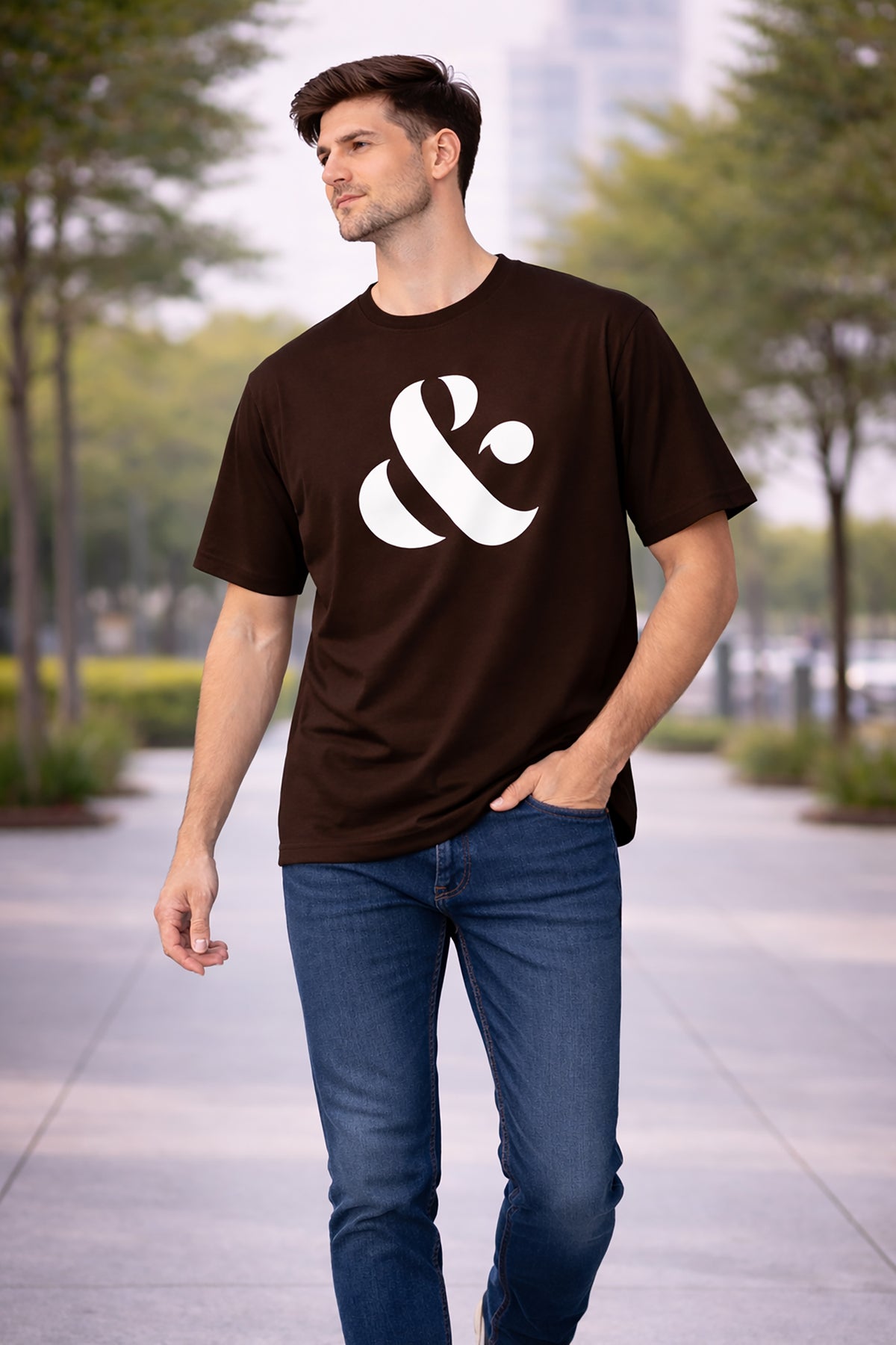 Coffee Brown Men’s Graphic Print T-Shirt – Regular Fit Casual Wear