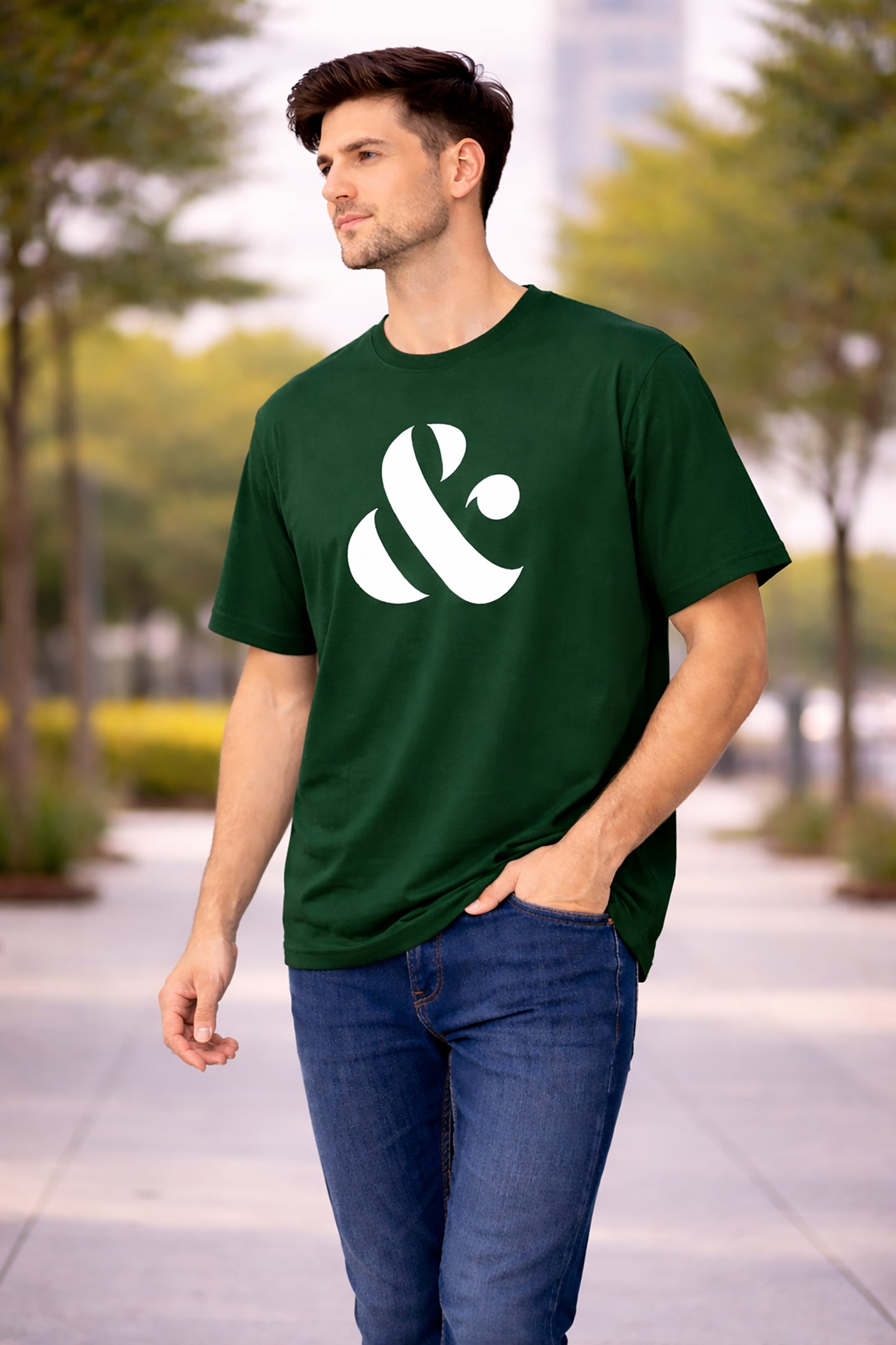 Bottle Green Men’s Graphic Print T-Shirt – Regular Fit Casual Wear