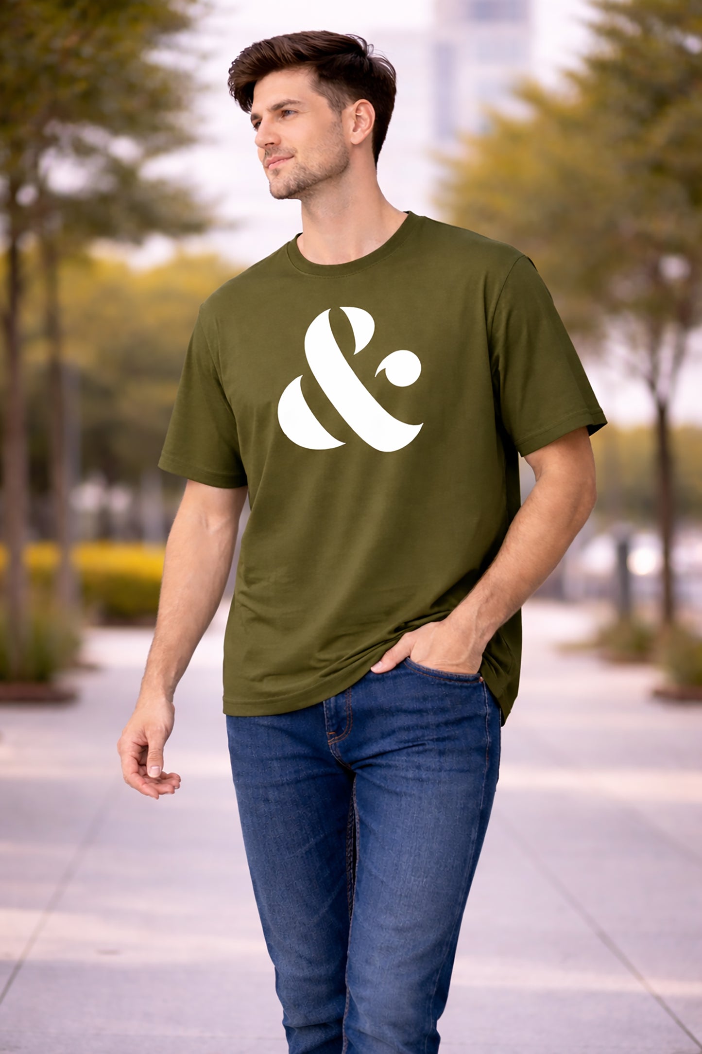 Olive Men’s Graphic Print T-Shirt – Regular Fit Casual Wear
