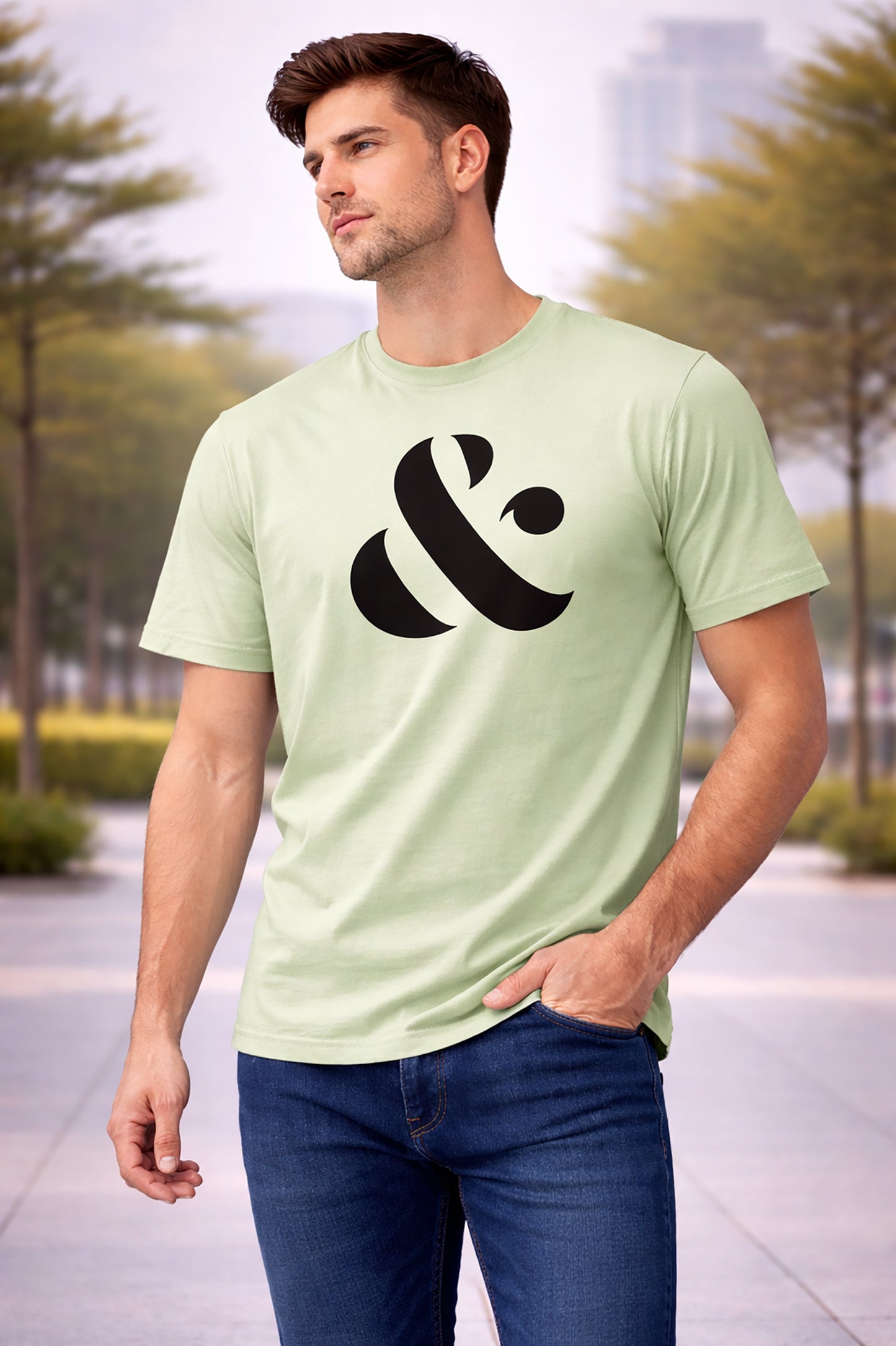 Pista Green Men’s Graphic Print T-Shirt – Regular Fit Casual Wear