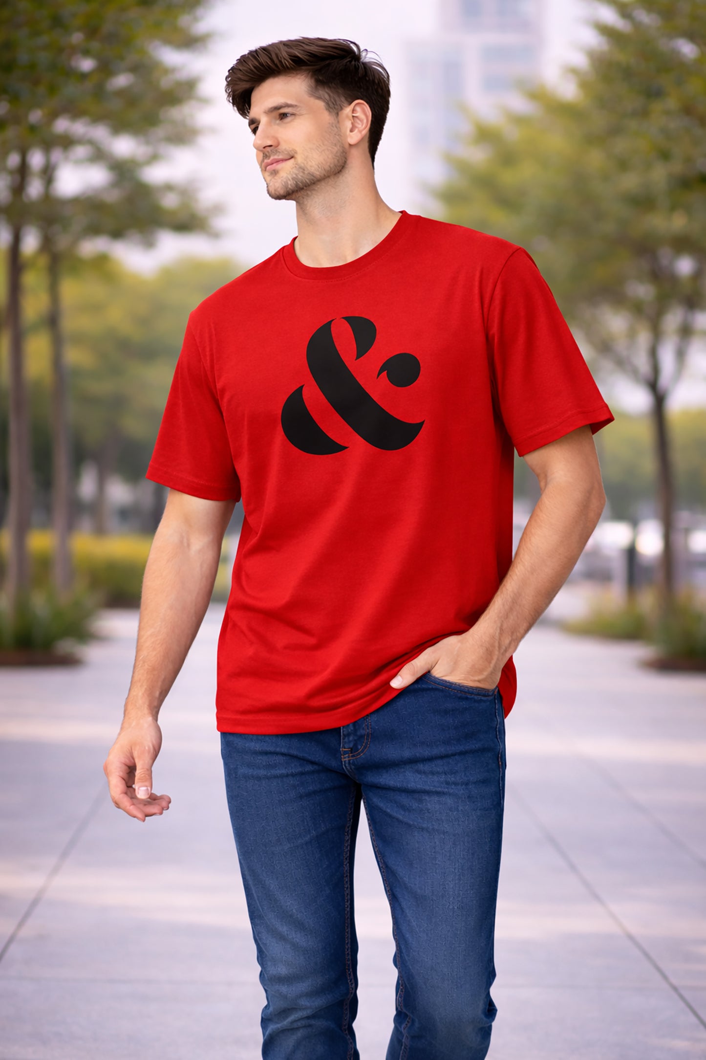 Red Men’s Graphic Print T-Shirt – Regular Fit Casual Wear