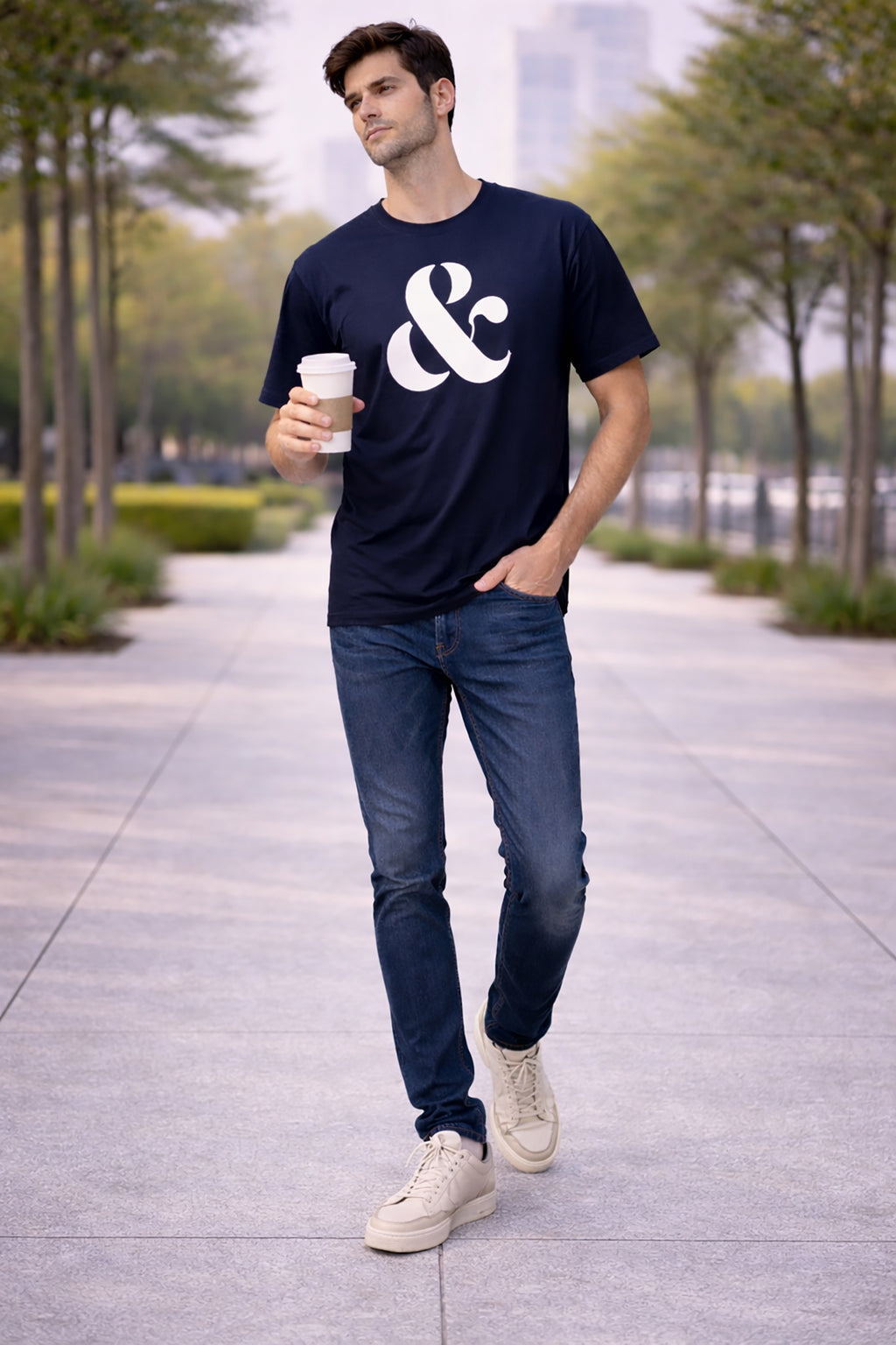 Men's Cotton Graphic Printed Regular Fit Round Neck T-Shirt