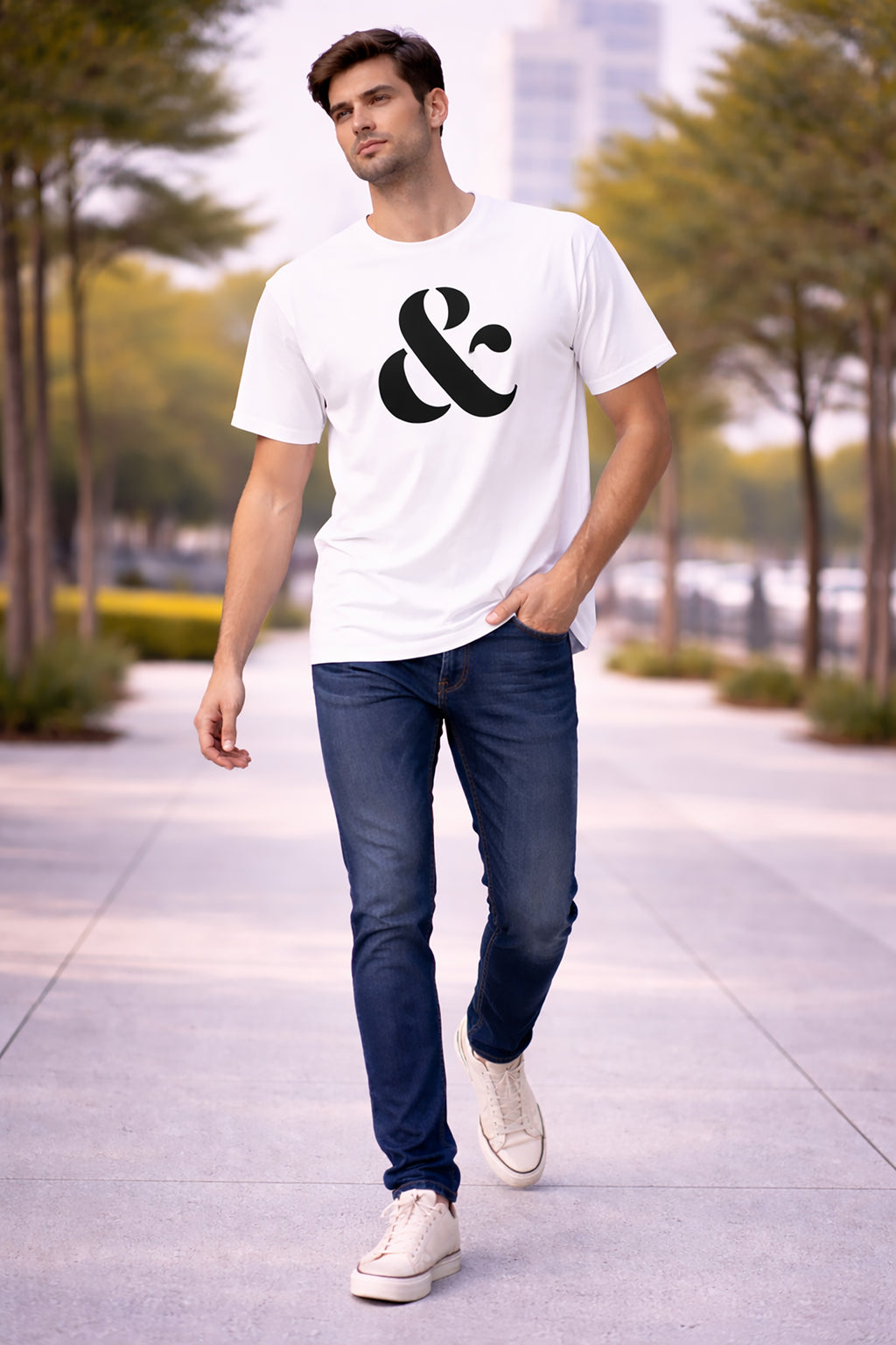 White Men’s Graphic Print T-Shirt – Regular Fit Casual Wear