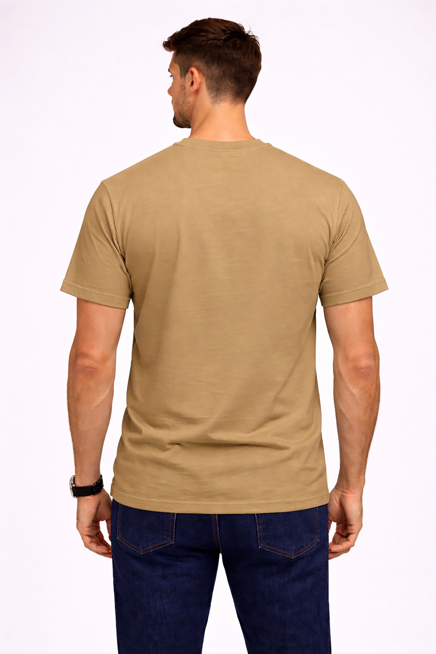 Khaki Men’s Graphic Print T-Shirt – Regular Fit Casual Wear
