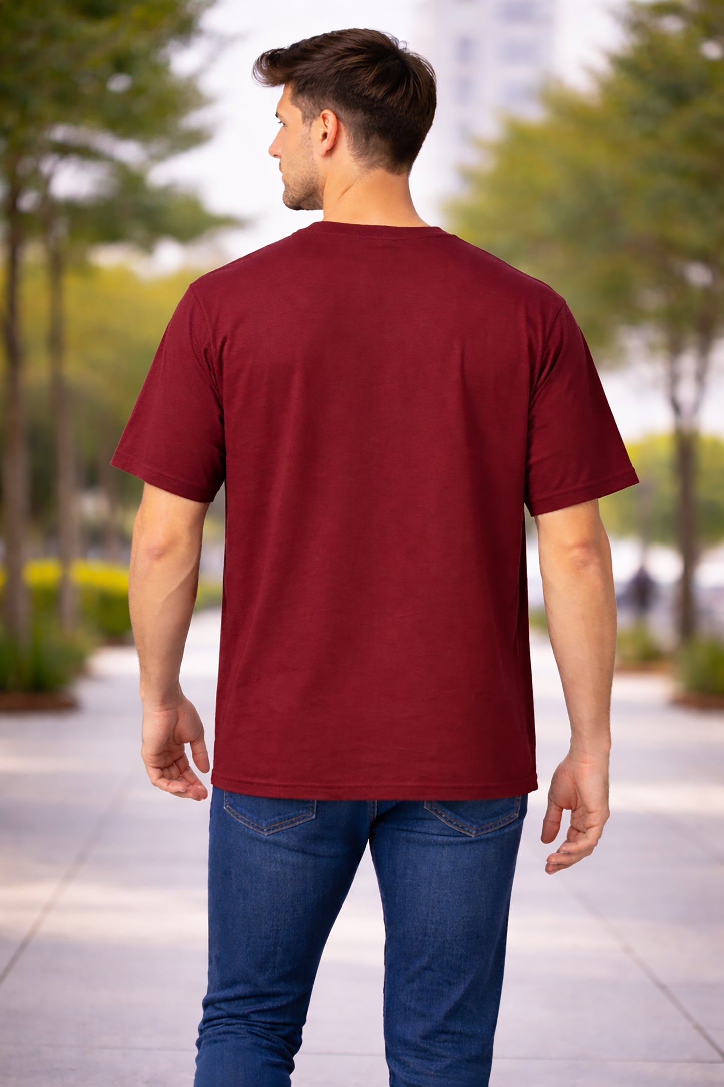 Maroon Men’s Graphic Print T-Shirt – Regular Fit Casual Wear