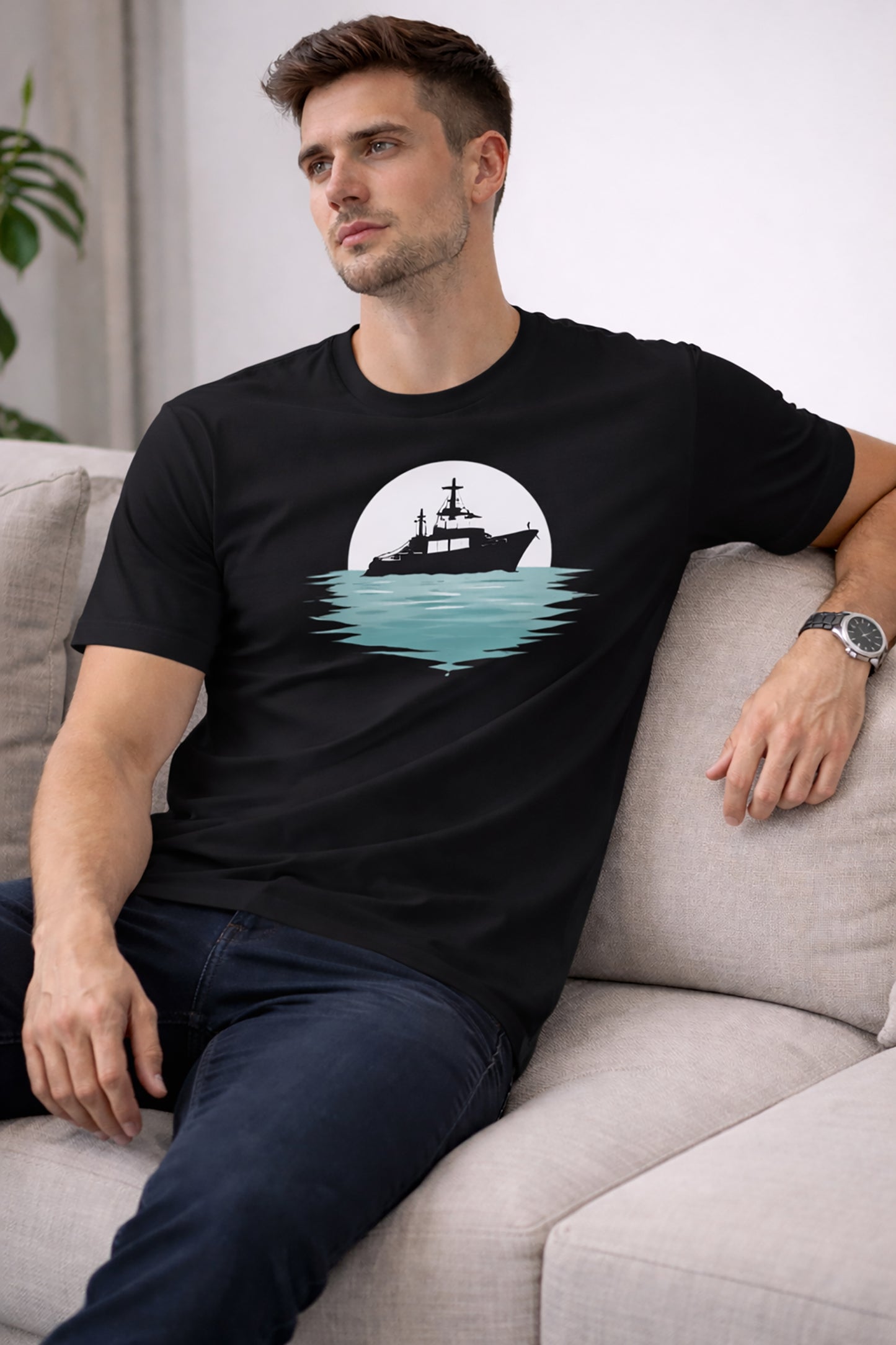 Black Men’s Graphic Print T-Shirt – Regular Fit Casual Wear