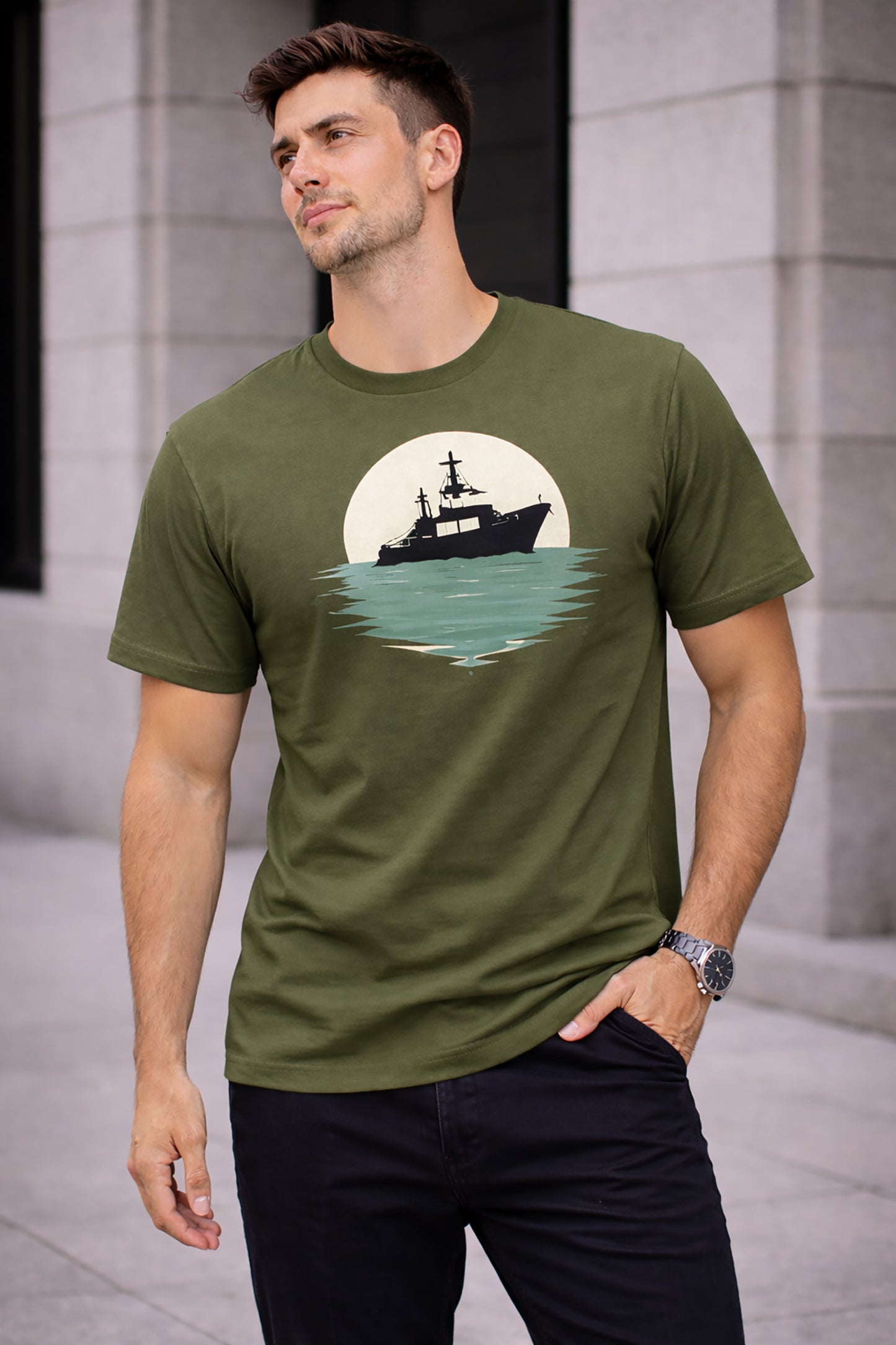 Olive Men’s Graphic Print T-Shirt – Regular Fit Casual Wear