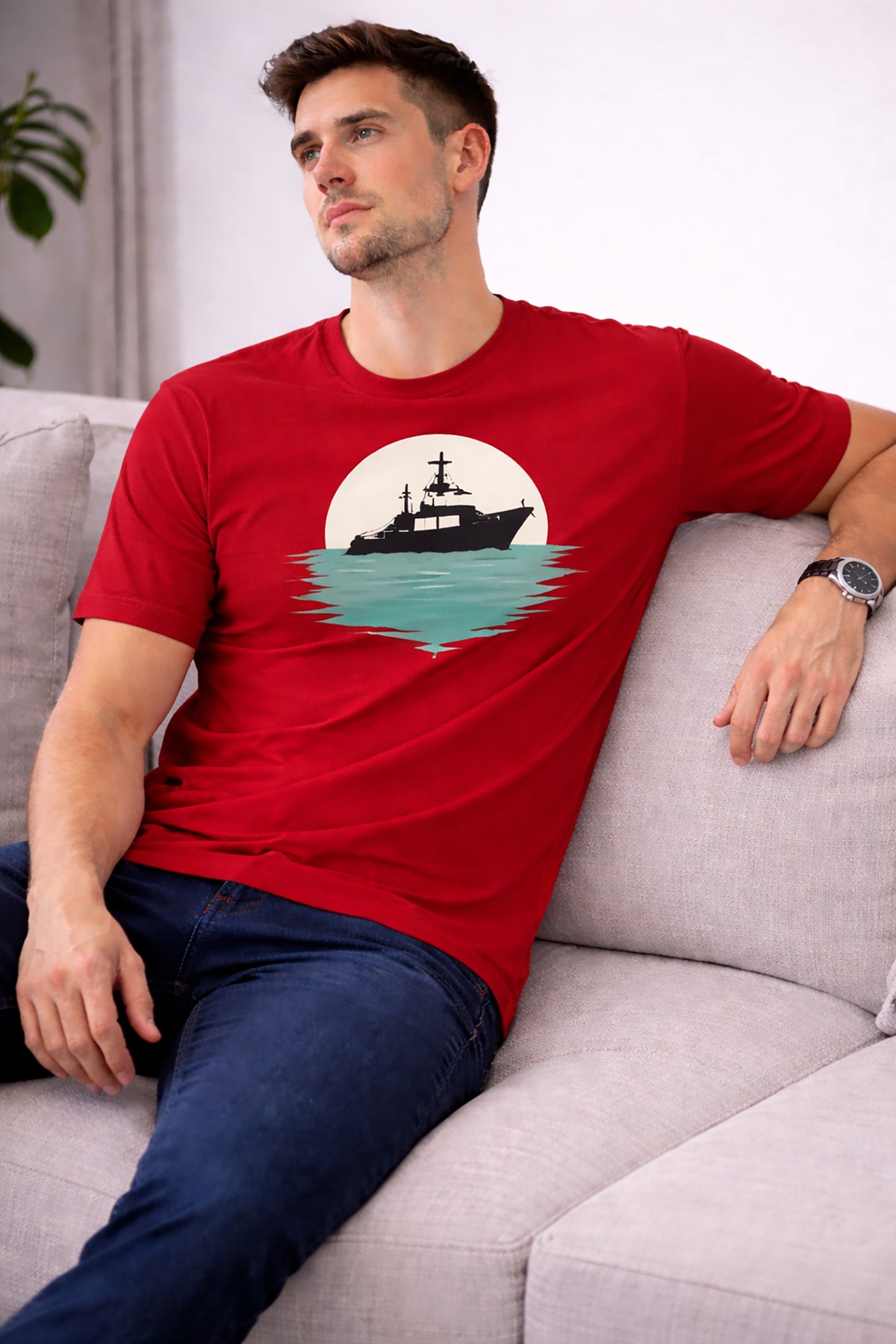 Red Men’s Graphic Print T-Shirt – Regular Fit Casual Wear