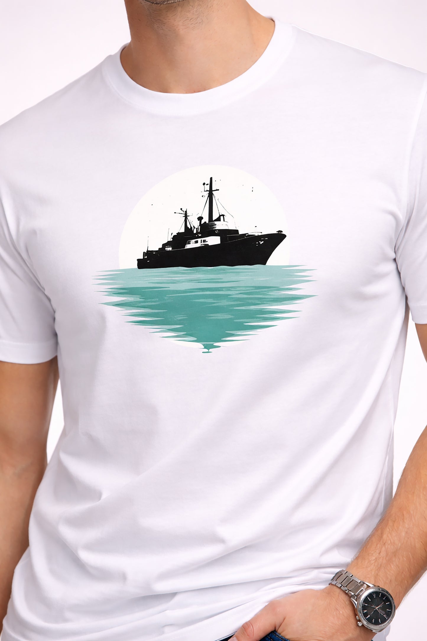 White Men’s Graphic Print T-Shirt – Regular Fit Casual Wear