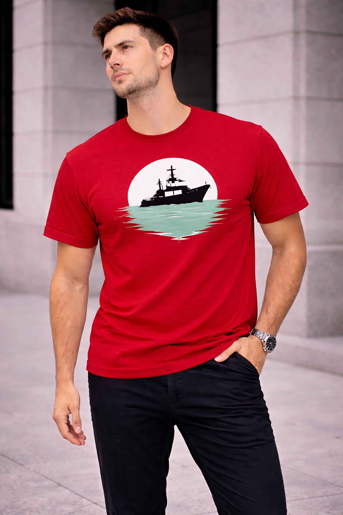 Red Men’s Graphic Print T-Shirt – Regular Fit Casual Wear