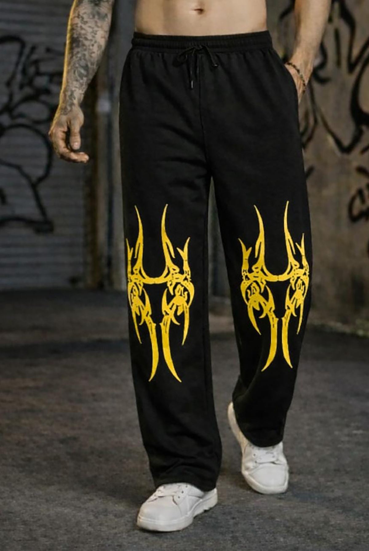 Men’s Graphic Printed Polyester Relaxed Fit Track Pants.