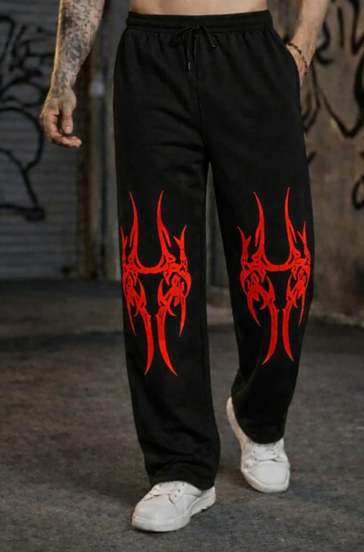 Black Men’s Graphic Printed Joggers – Regular Fit Streetwear Casual Wear Main image