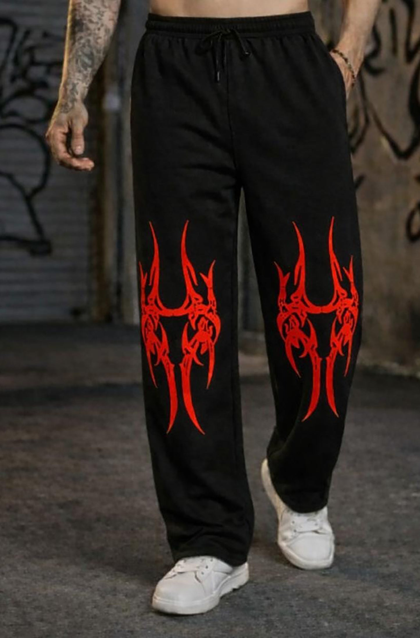 Black Men’s Graphic Printed Joggers – Regular Fit Streetwear Casual Wear