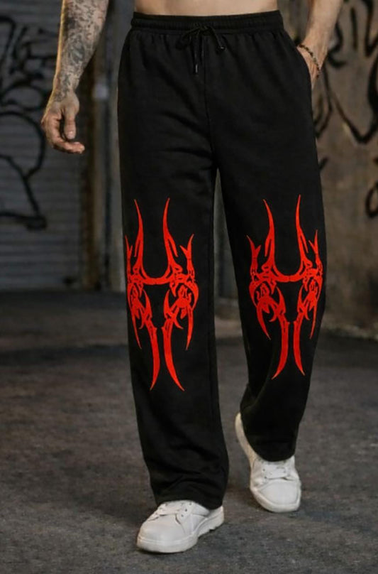 Black Men’s Graphic Printed Joggers – Regular Fit Streetwear Casual Wear