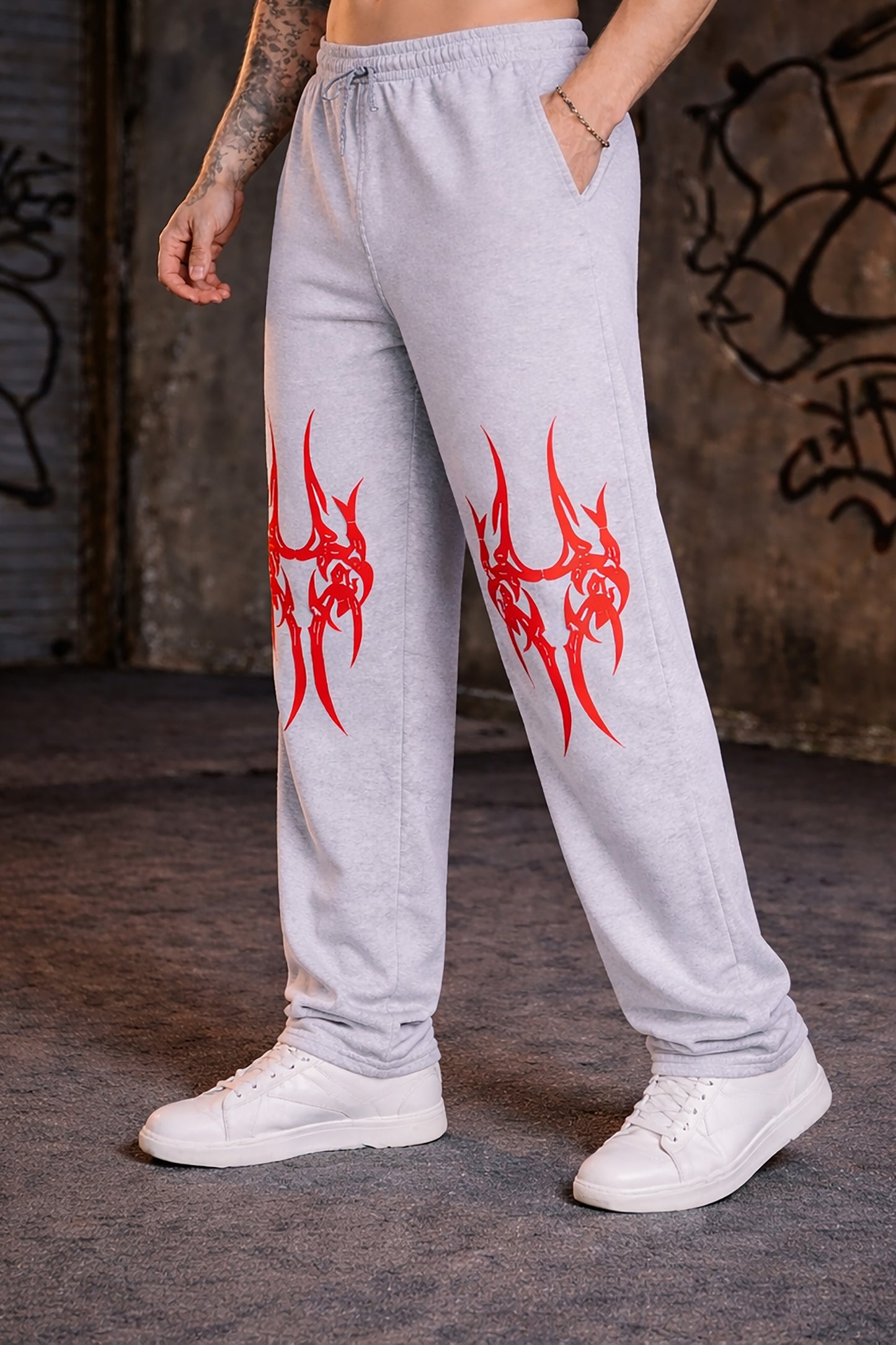 Grey Men’s Graphic Printed Joggers – Regular Fit Streetwear Casual Wear