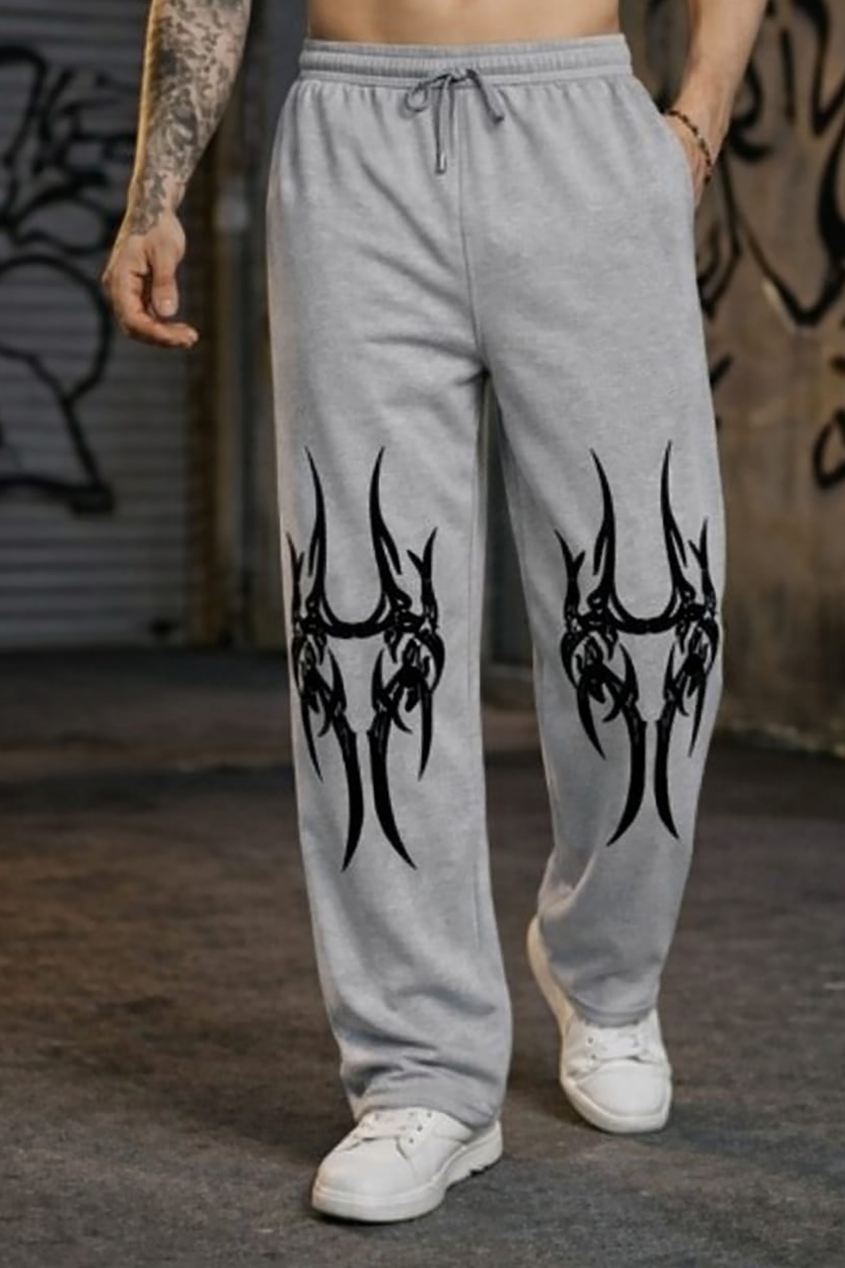 Men’s Graphic Printed Polyester Relaxed Fit Track Pants. Secondary image