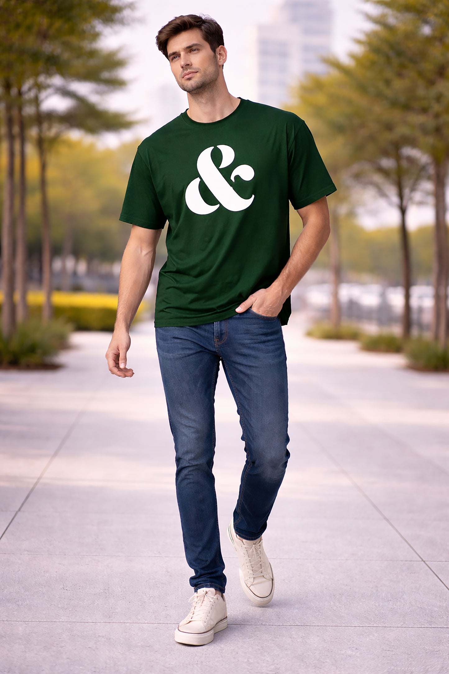 Bottle Green Men’s Graphic Print T-Shirt – Regular Fit Casual Wear