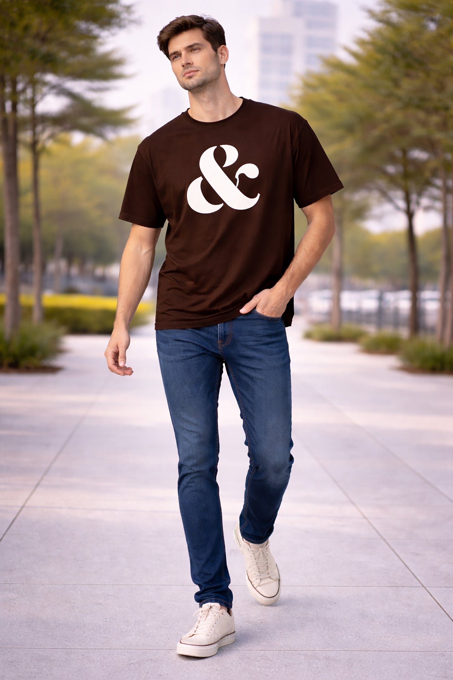Coffee Brown Men’s Graphic Print T-Shirt – Regular Fit Casual Wear