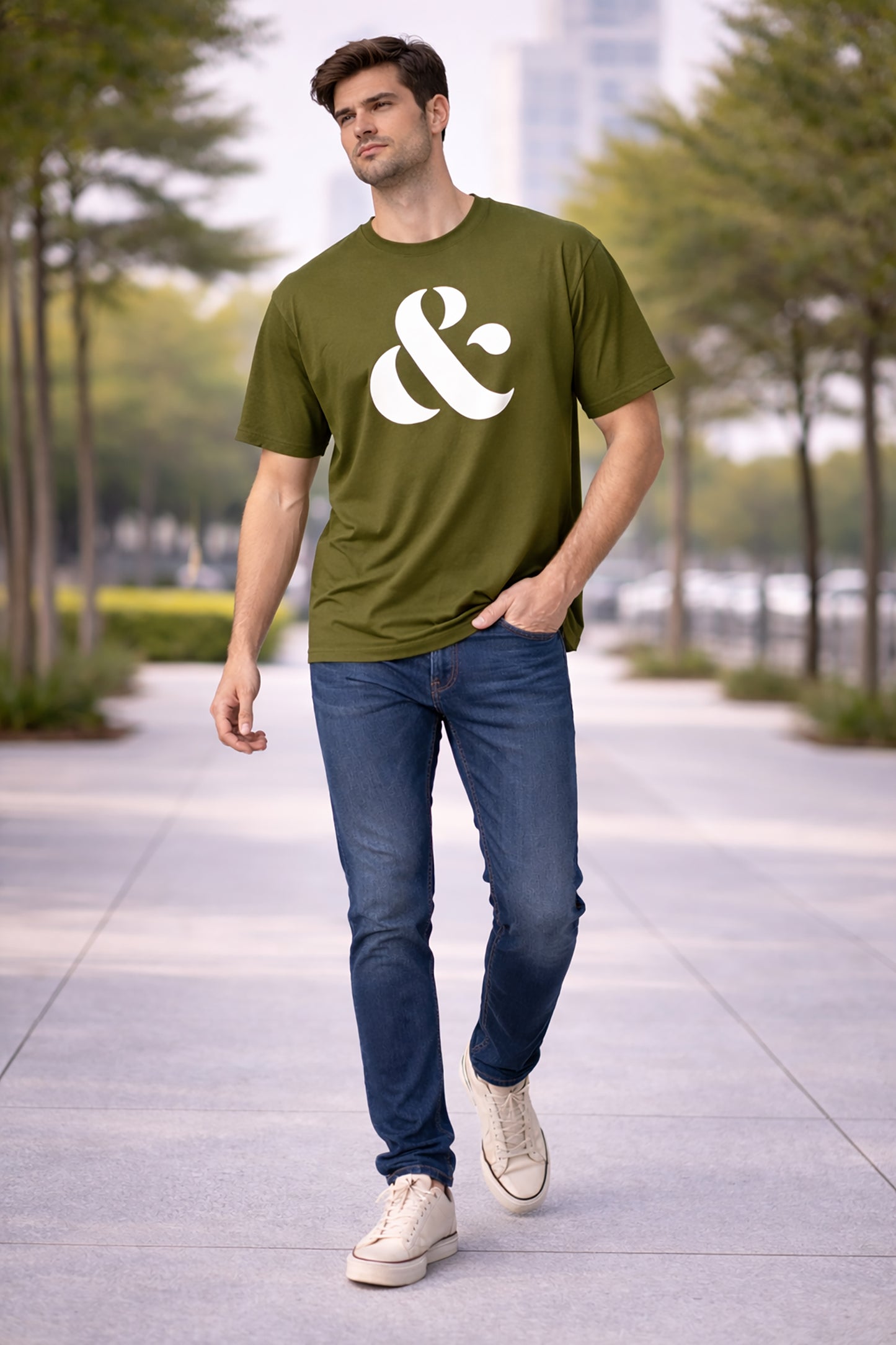 Olive Men’s Graphic Print T-Shirt – Regular Fit Casual Wear