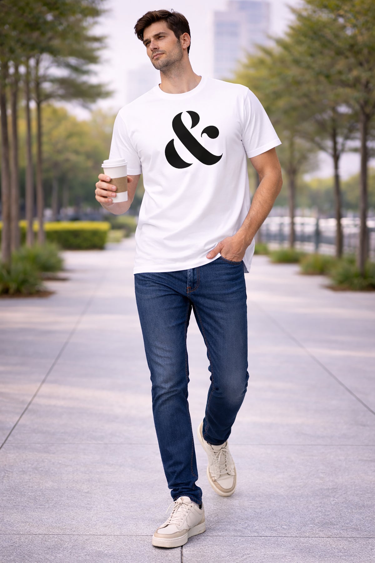 White Men’s Graphic Print T-Shirt – Regular Fit Casual Wear