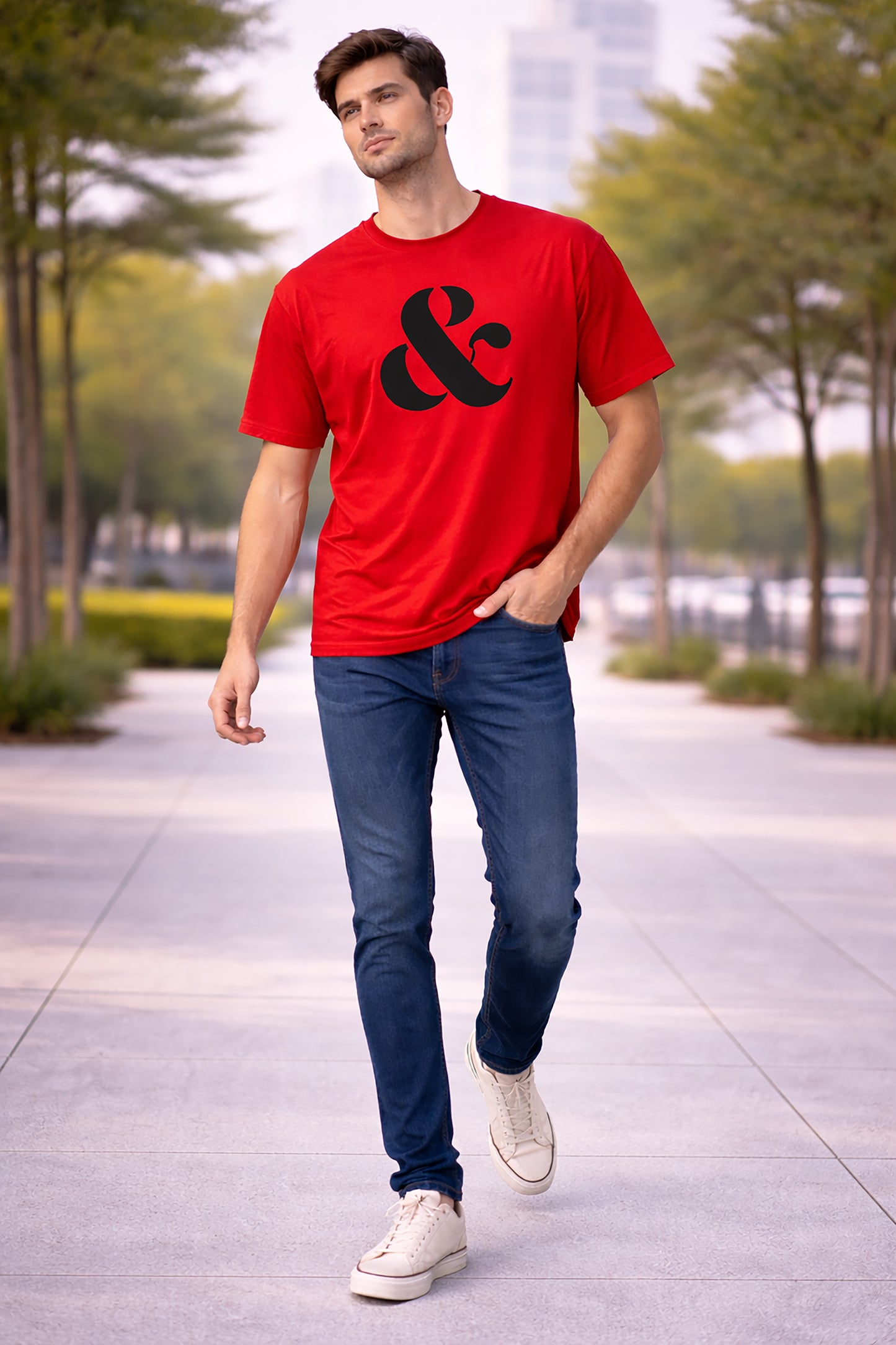 Red Men’s Graphic Print T-Shirt – Regular Fit Casual Wear