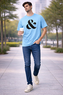 Sky Blue Men’s Graphic Print T-Shirt – Regular Fit Casual Wear