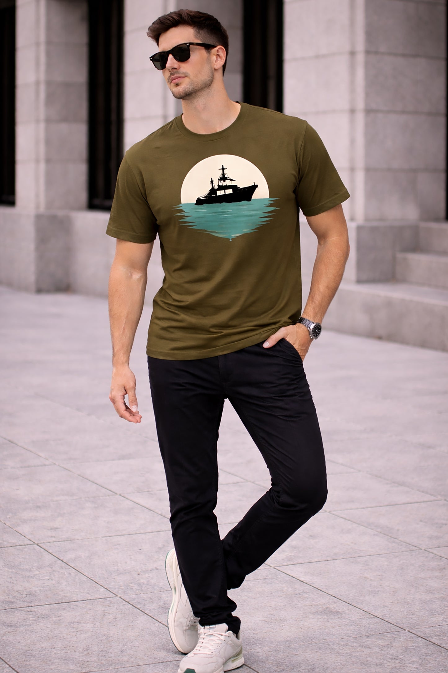 Olive Men’s Graphic Print T-Shirt – Regular Fit Casual Wear