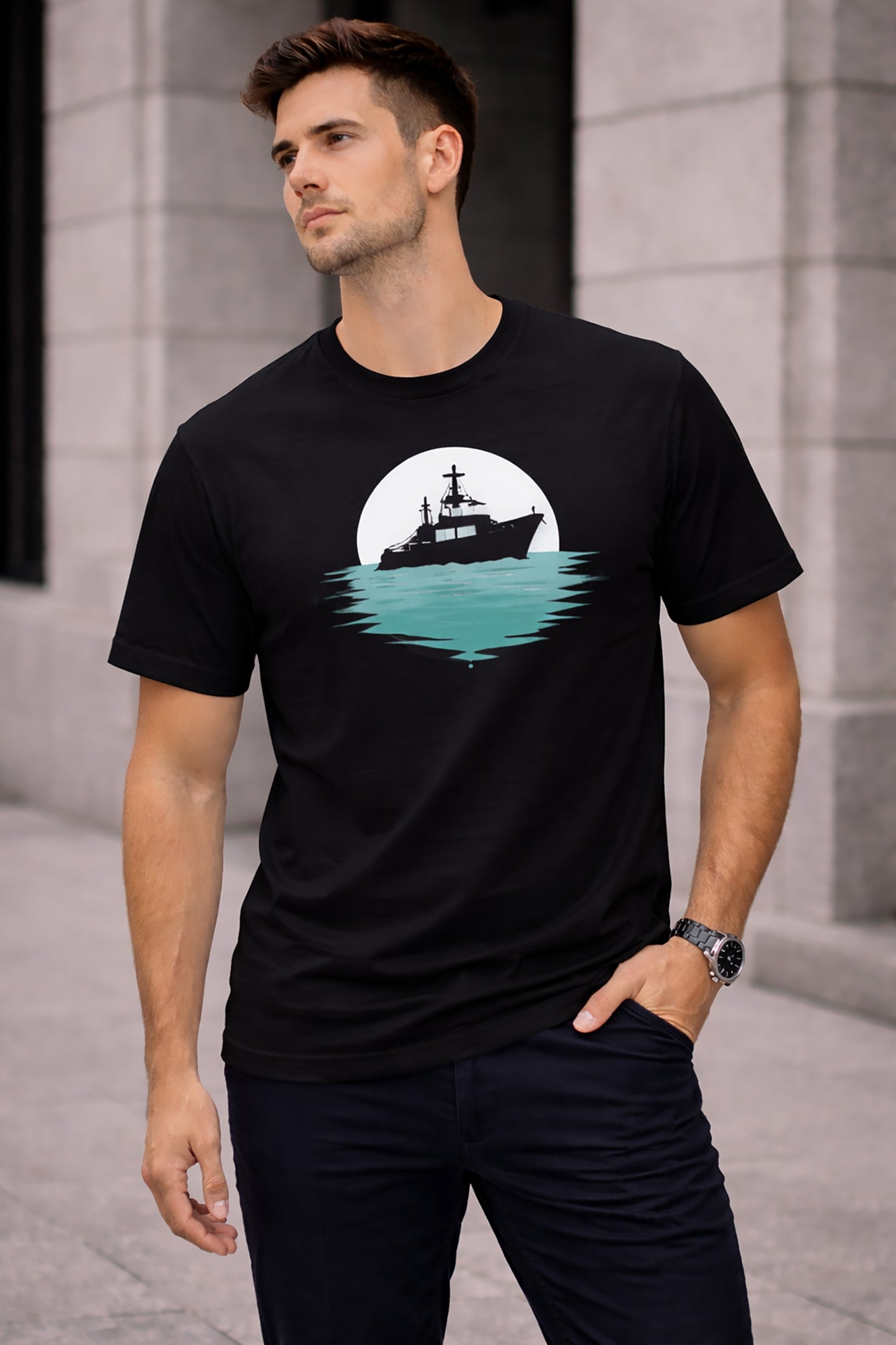 Black Men’s Graphic Print T-Shirt – Regular Fit Casual Wear